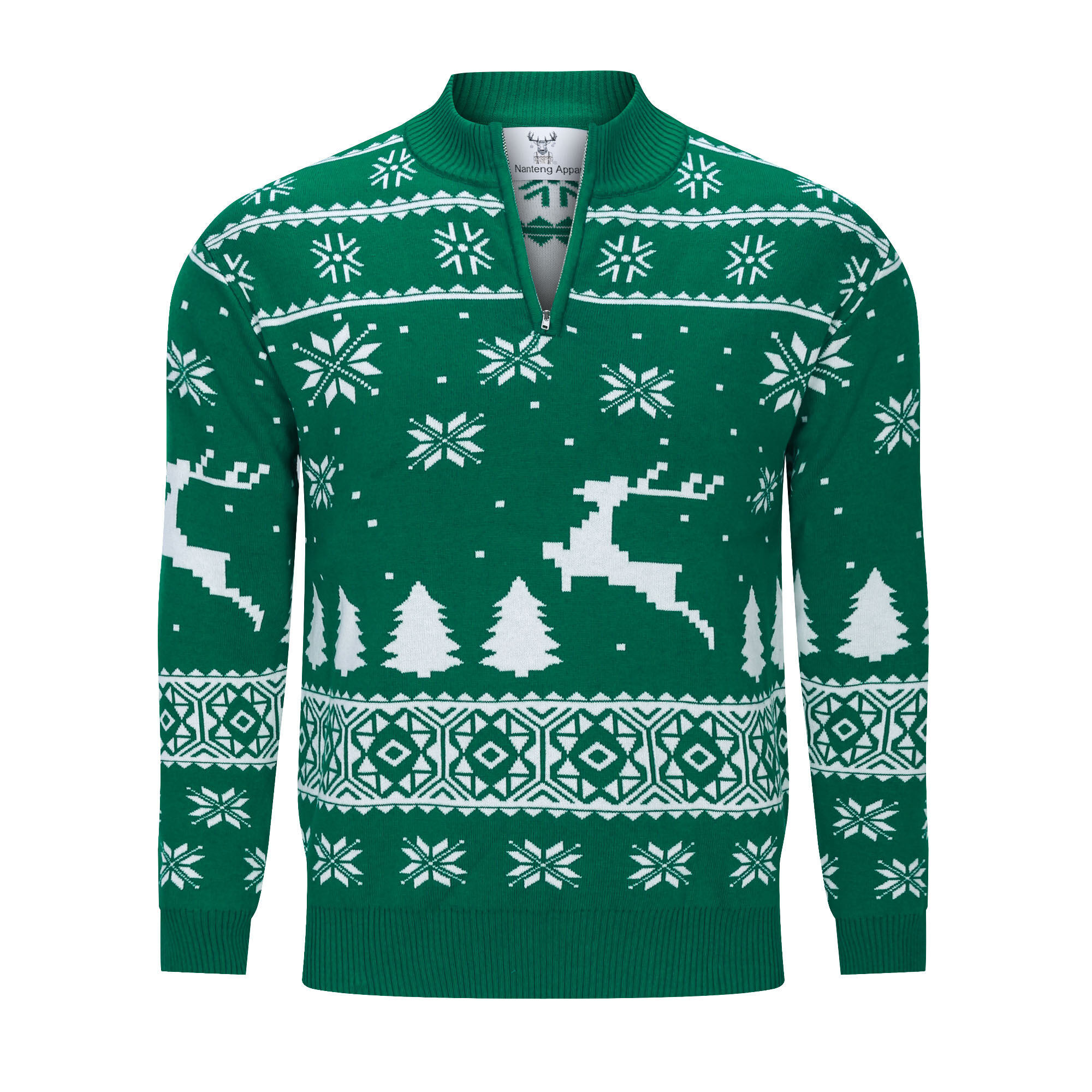 Custom 1/4 Zip Stand Collar Ugly Xmas Pattern  Men Cardigan Christmas Sweater