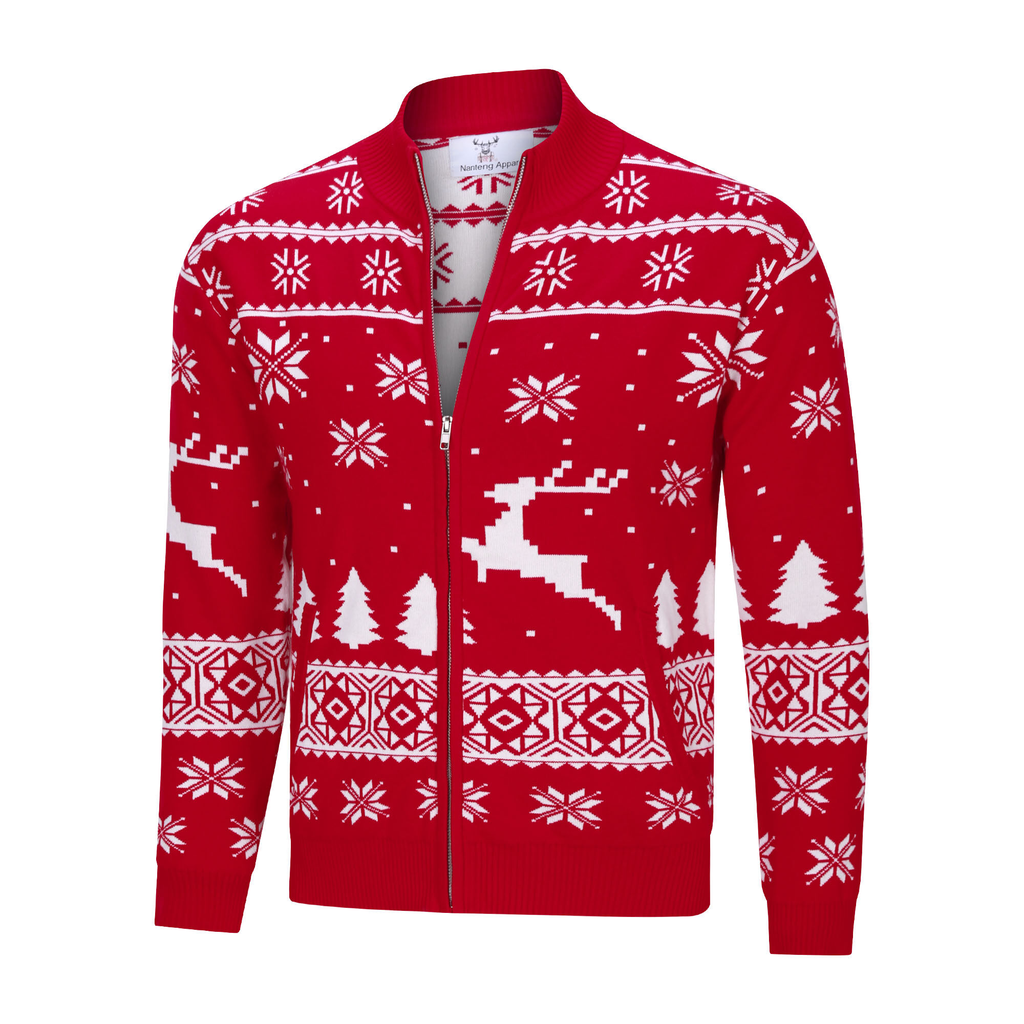 Christmas Sweater,  Cardigan Sweater,  Custom Sweater,  Zipper Stand Collar