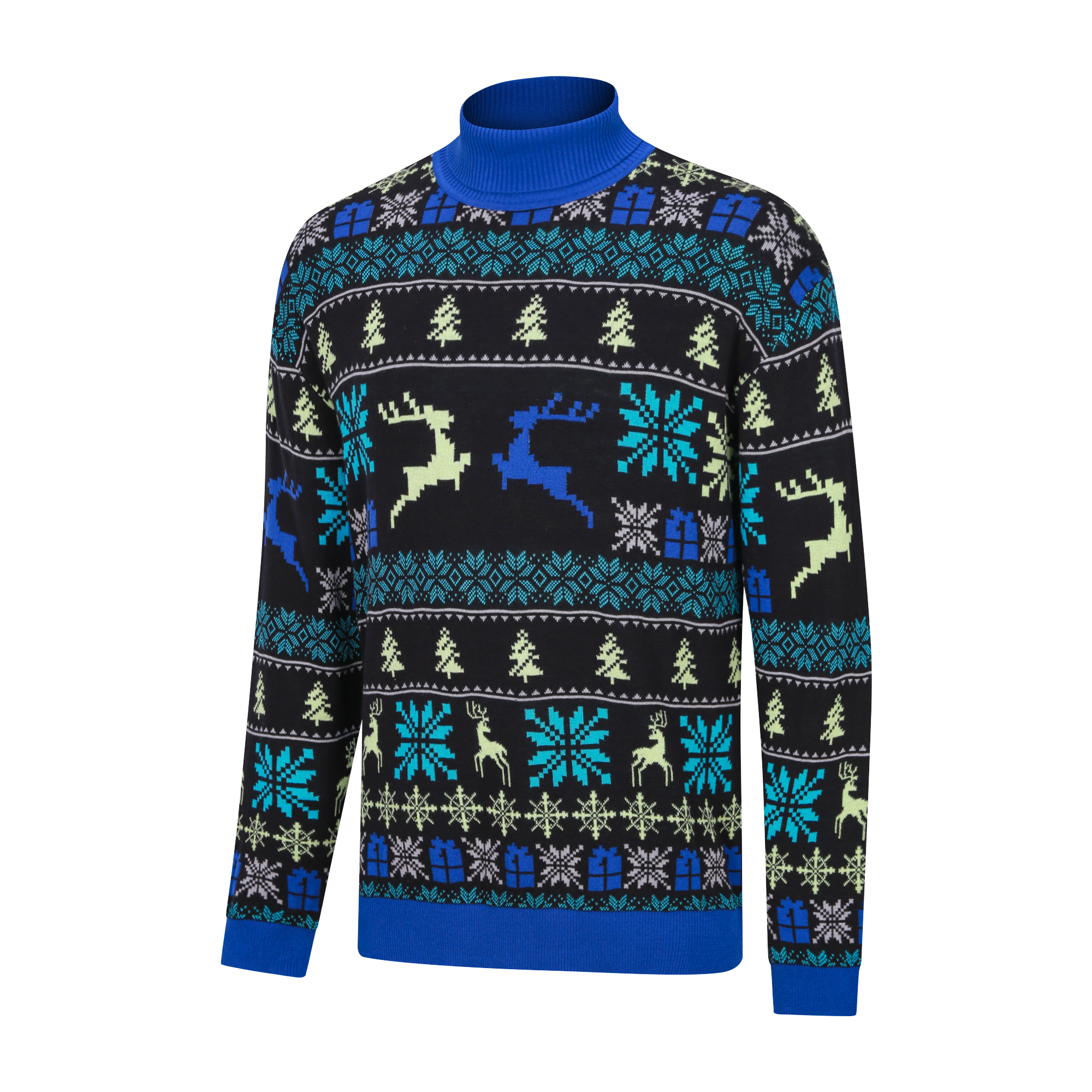 Joulupaita, pullover -villapaita, mukautettu villapaita, musta jacquard