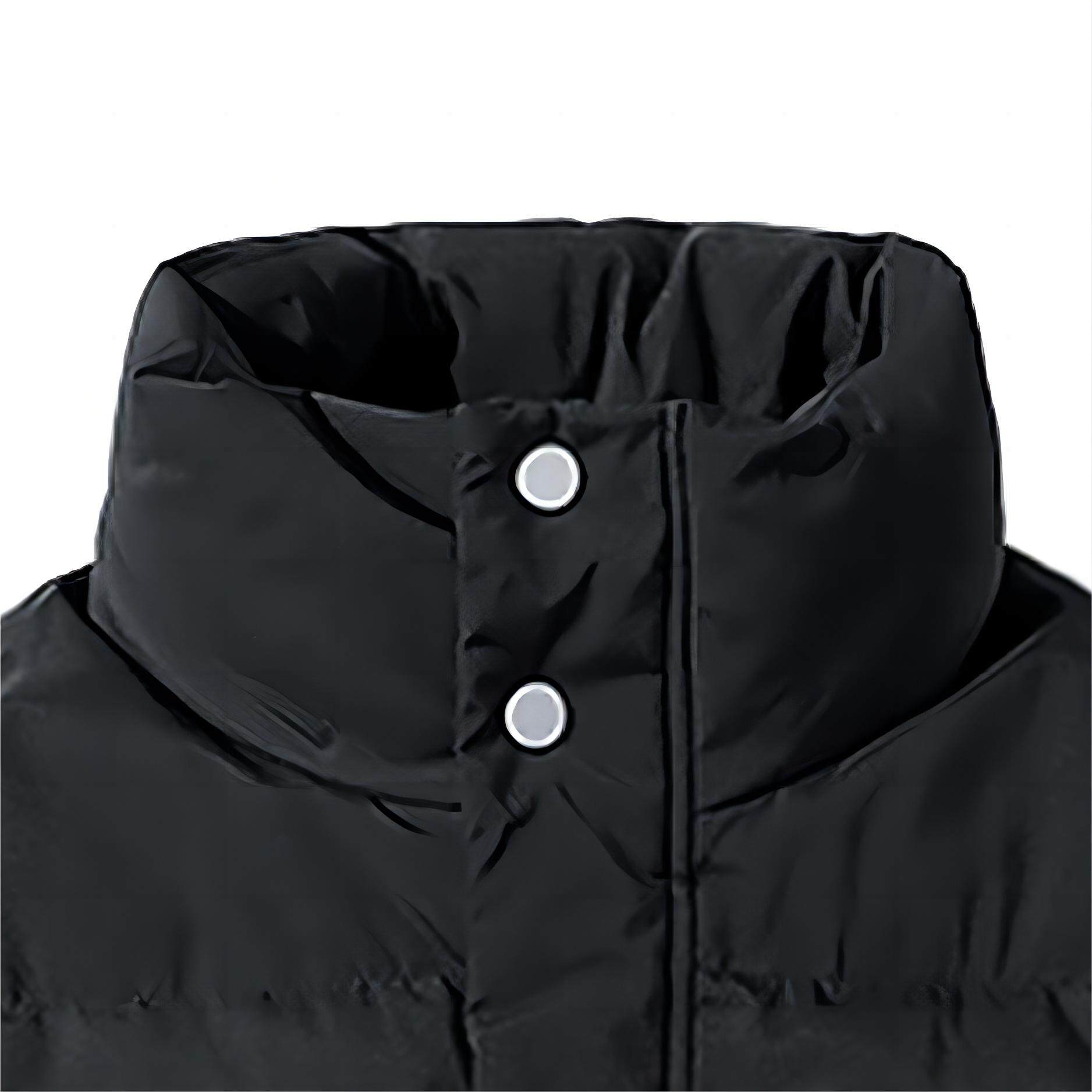 Jacket, Puffer Jacket, 80% Duck Down  Padded, Thicken, Letter Print Hidden Zipper Snap Button Turtleneck