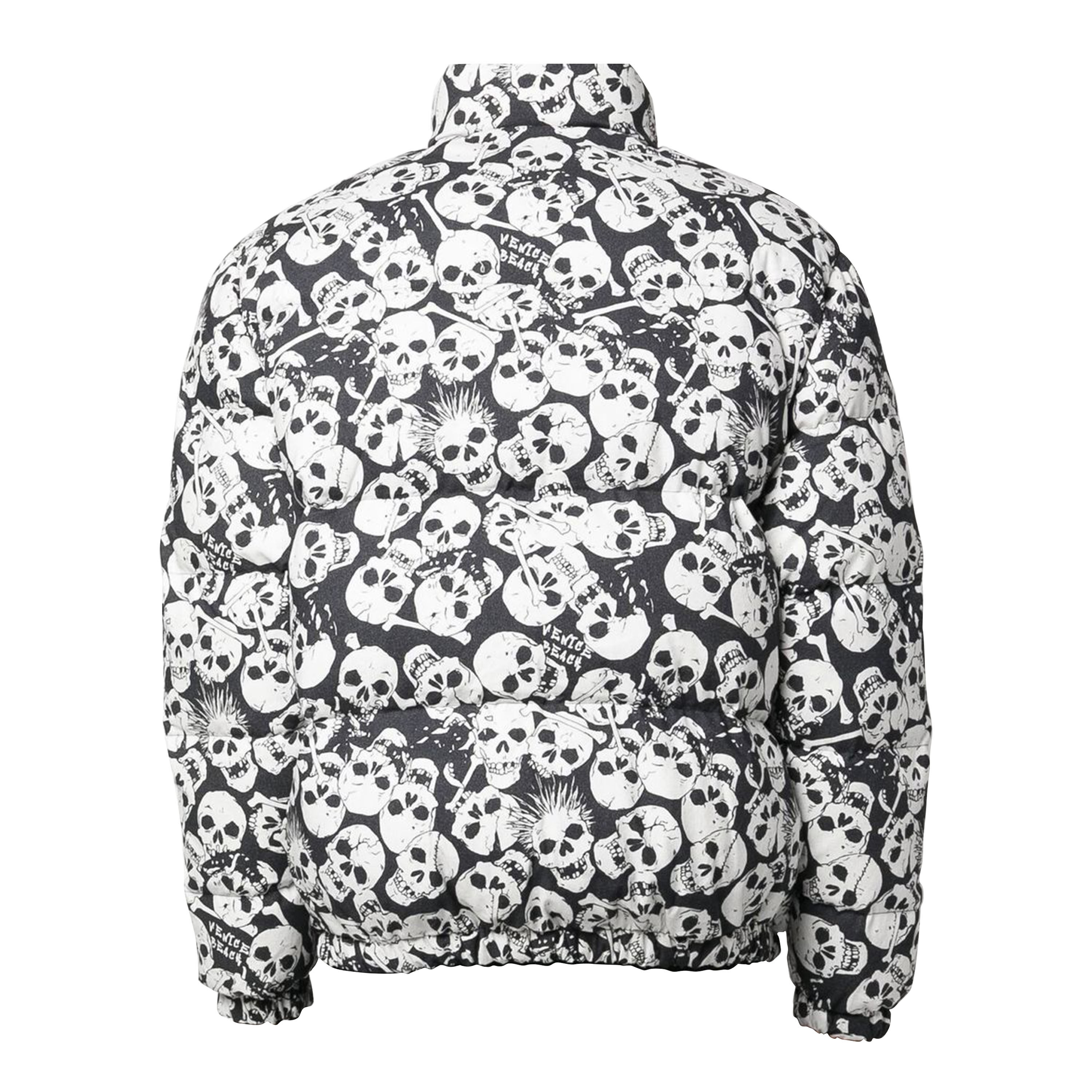 Jacket, Puffer Jacket, 80% Duck Down Filling, Street FashionSkull Pattern, High Collar Zipper