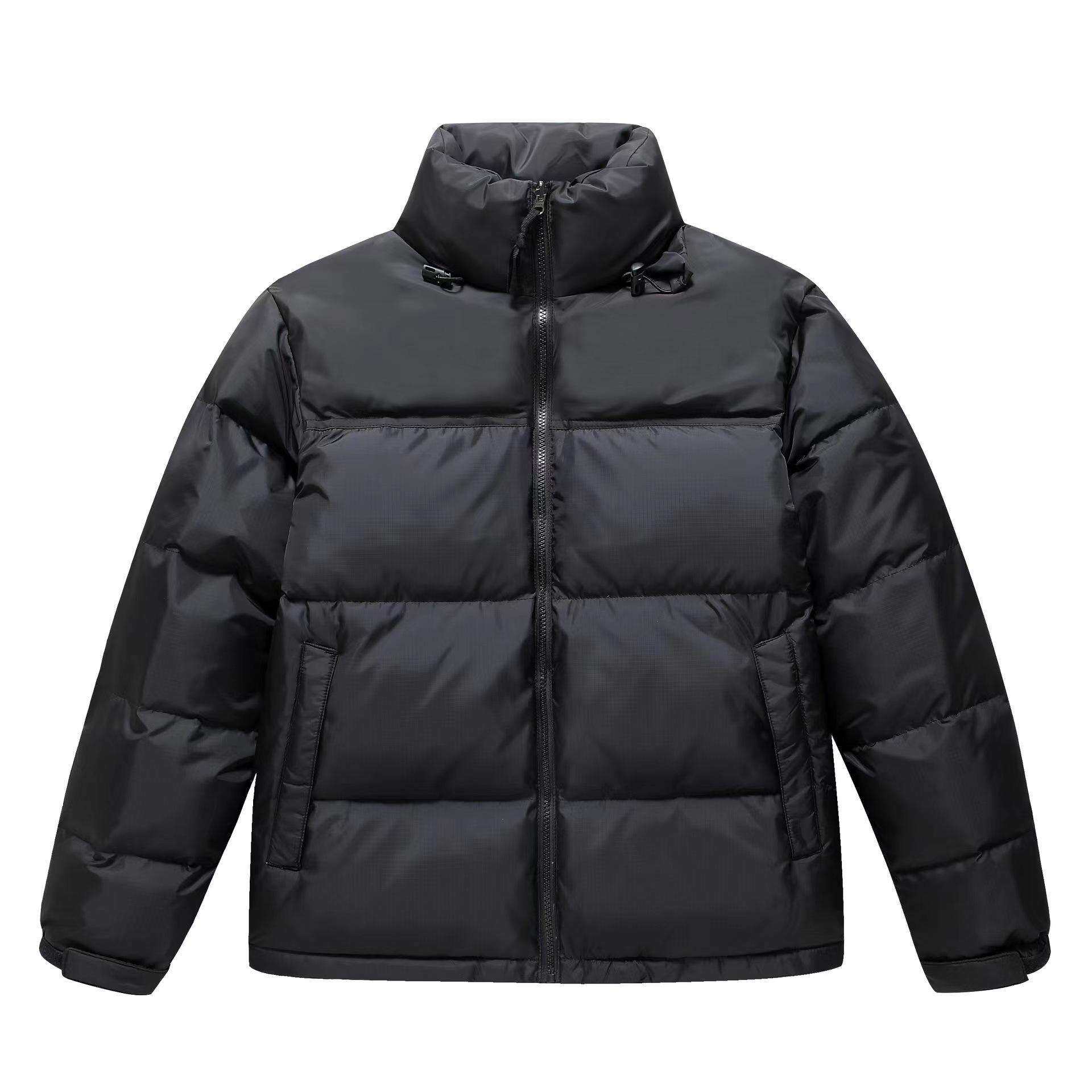 Custom 100% Nylon 80% Duck Down Filling Contrasting Colors Drawstring Zipper Unisex Puffer Jacket