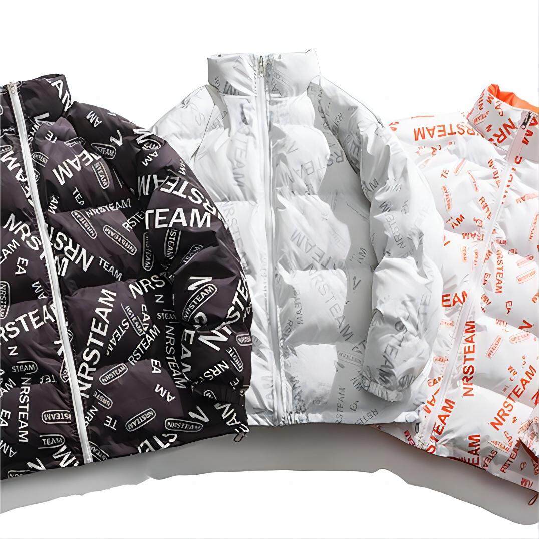 Jacket, Puffer Jacket, 80% Duck Down Filling, Sublimation Printing, Drawstring At Hem High Collar