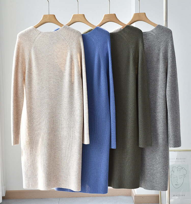 V Neck Basic en cachemire en tricot, à manches longues en cachemire, robe en jersey pour femmes, pull en cachemire