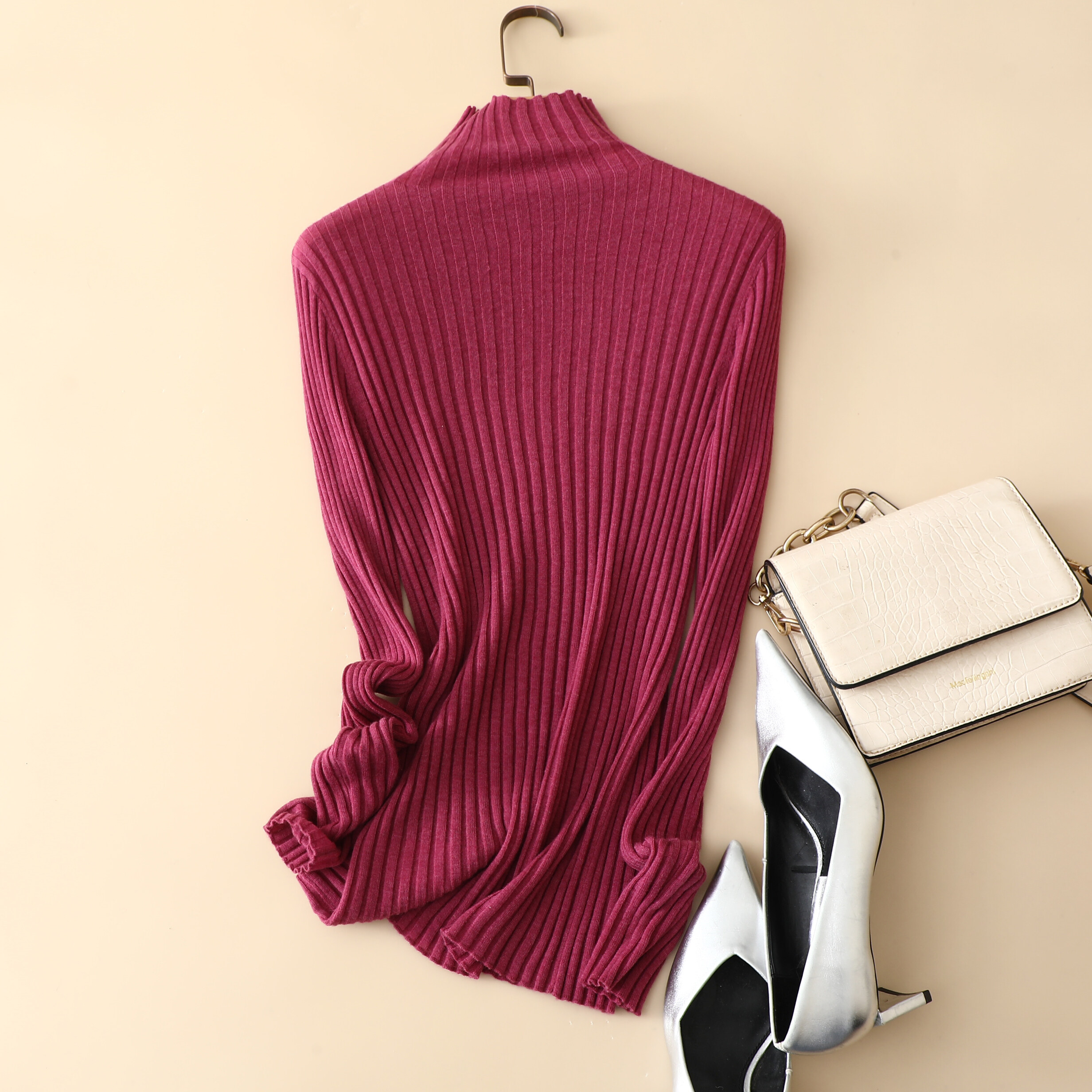 High Elasticity Base Cashmere, High Neck Long Sleeve Cashmere, Women Pullover, Cashmere Sweater