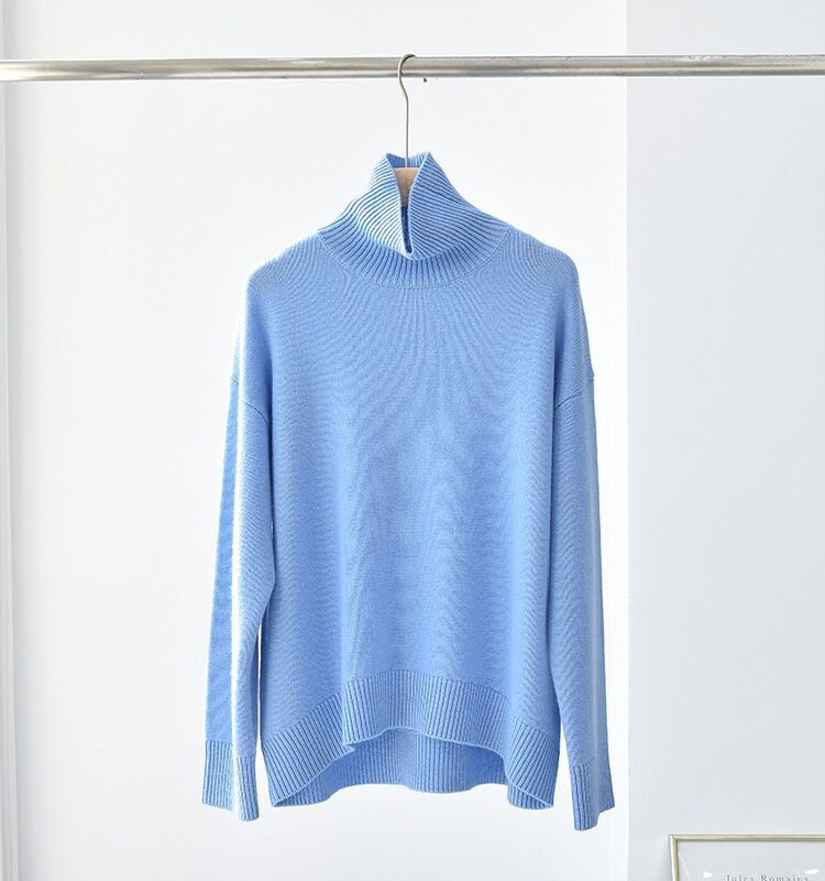 Basic Knit Cashmere, High Neck Long Sleeve Cashmere, Women Pullover, Cashmere Sweater