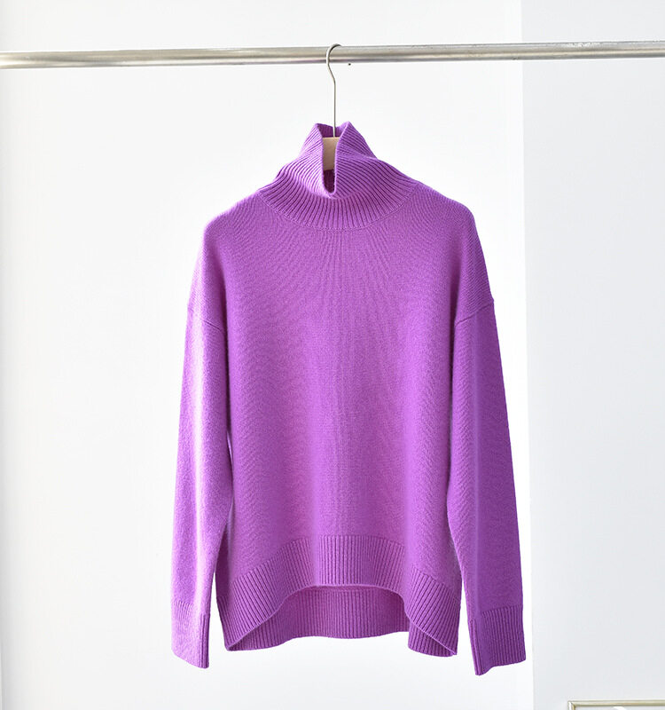 Basic Knit Cashmere, High Neck Long Sleeve Cashmere, Women Pullover, Cashmere Sweater