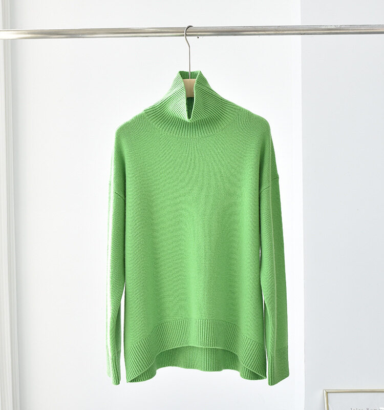 Basic Knit Cashmere, High Neck Long Sleeve Cashmere, Women Pullover, Cashmere Sweater