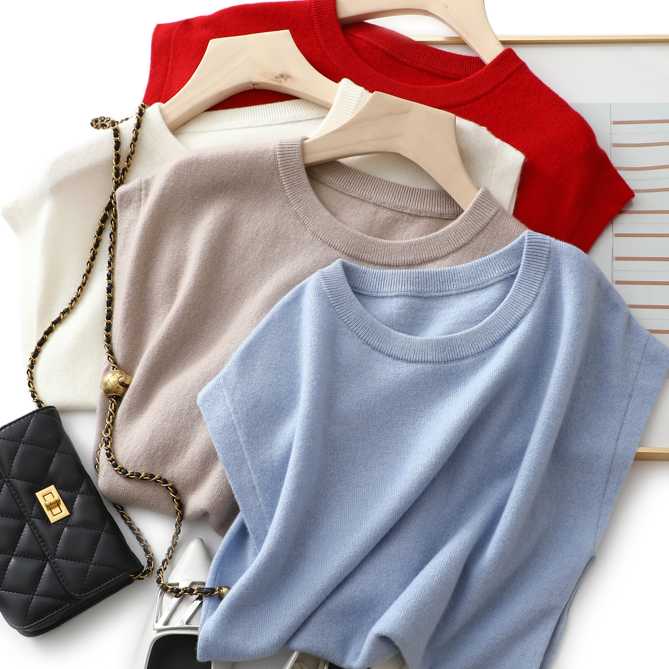 Monochrome Cashmere, Round Neck Sleeveless Cashmere, Women Knit Vest, Cashmere Sweater