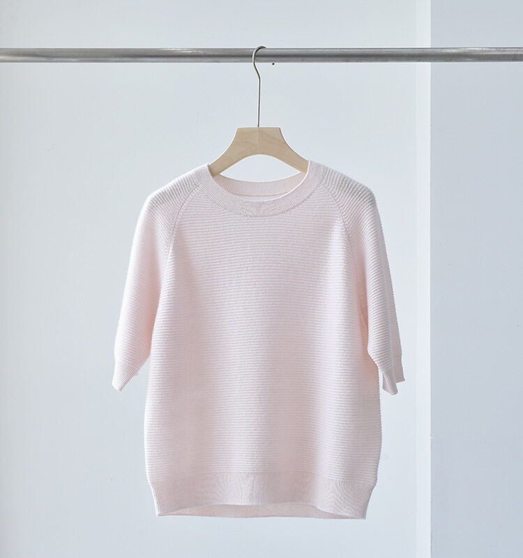 Solid Round Neck Cashmere, Middle Sleeve Cashmere, Women Pullover, Cashmere Sweater