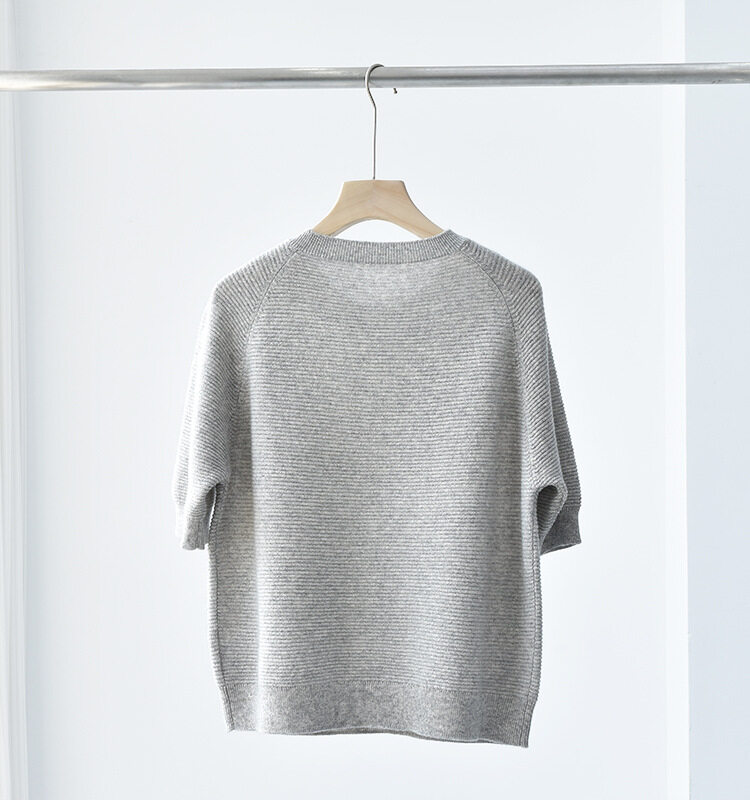 Solid Round Neck Cashmere, Middle Sleeve Cashmere, Women Pullover, Cashmere Sweater