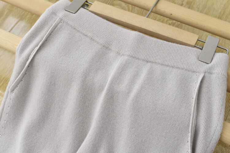 Pants With Pocket Cashmere, Elastic Elastic Waist Cashmere, Women Knit Pants, Cashmere Sweater