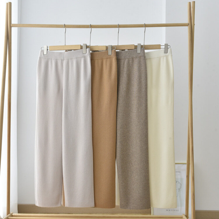 Pants With Pocket Cashmere, Elastic Elastic Waist Cashmere, Women Knit Pants, Cashmere Sweater