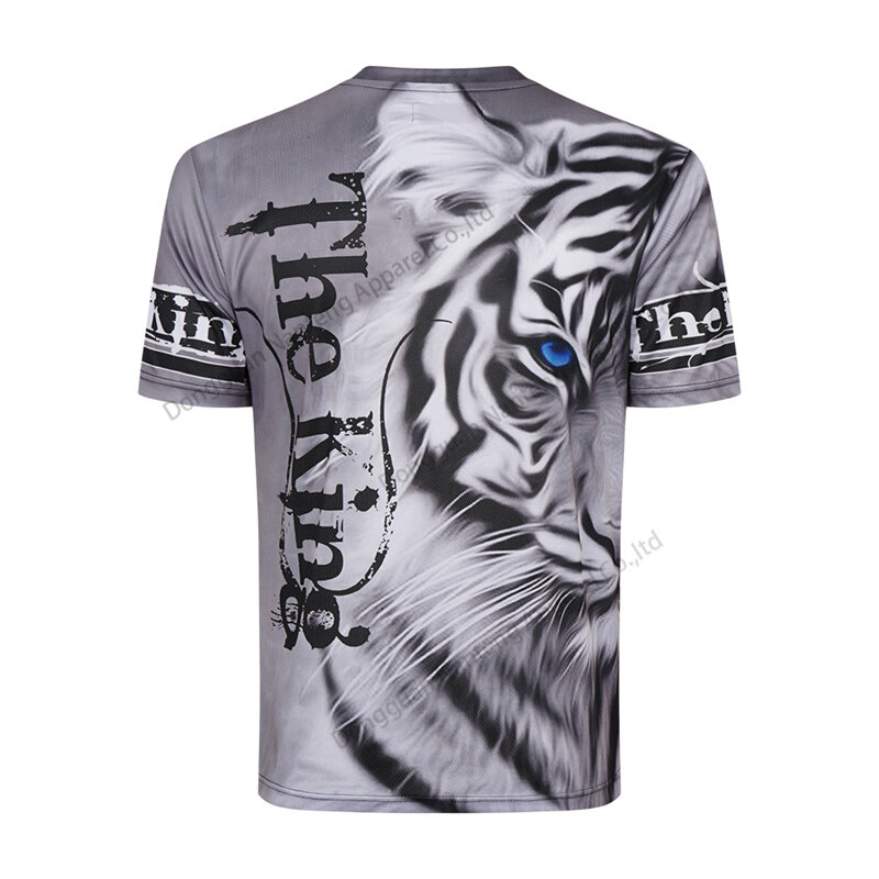 Custom T-Shirt, 100%Polyester Sublimation Street Style T-Shirt, Tiger Pattern T-Shirt, Crew Neck Pullover T-Shirt