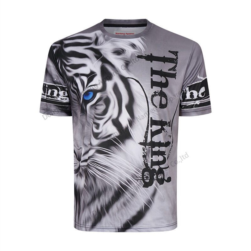 Custom T-Shirt, 100%Polyester Sublimation Street Style T-Shirt, Tiger Pattern T-Shirt, Crew Neck Pullover T-Shirt