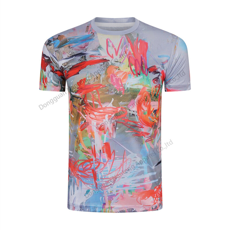 Custom 100%Polyester Summer Sublimation Diy Logo Pattern Crew Neck Pullover Men T-Shirt
