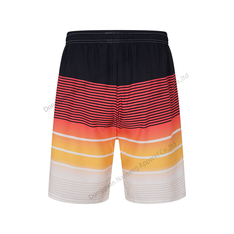 Shorts personnalisés, shorts en polyester à tort, shorts à rayures de gradient de sublimation, shorts de pantalon de pompage