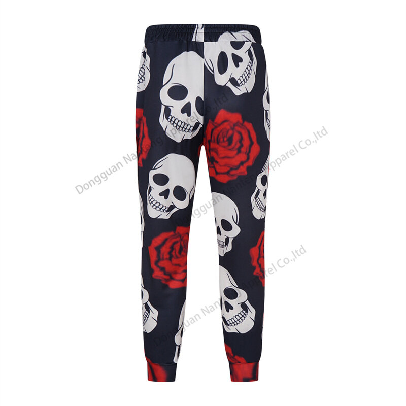 Custom Joggers, 88%Polyester Sublimation Joggers, Rose And Skull Pattern Joggers, Middle Waist Leggings Joggers