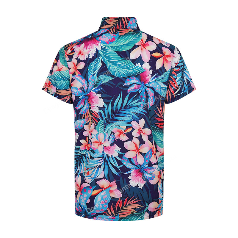 Custom Button Shirts, 80%Polyester Sublimation Button Shirts, Floral Pattern Button Shirts, Short Sleeve Turn Down Collar Button Shirts