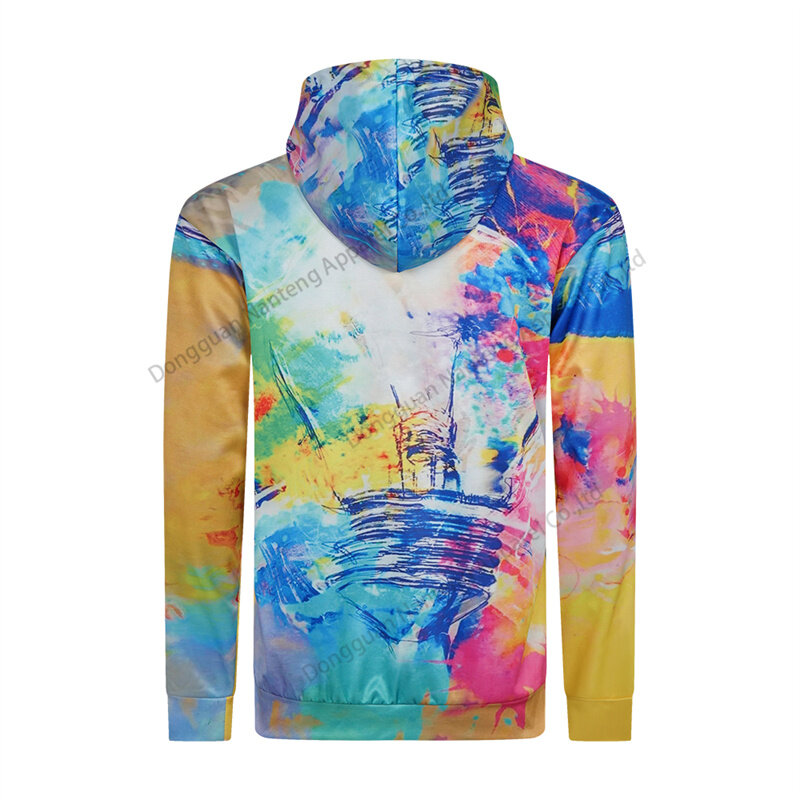 Custom Pullover Hoodie, 100%Polyester Sublimation Pullover Hoodie, Tie Dye Pattern Pullover Hoodie, Long Sleeve With Pockets Pullover Hoodie