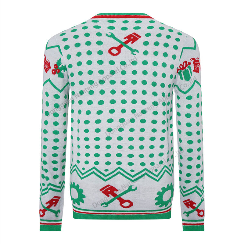 Pull de cou de l'équipage laid Pull, pull de broderie de broderie Santa Claus, pull en coton pour hommes, pull de Noël