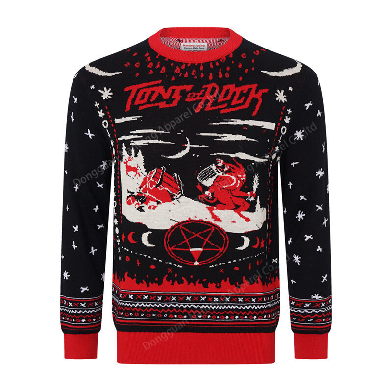 Custom Round Neck Pullover Jacquard Christmas Pattern 100%Acrylic Men Christmas Sweater