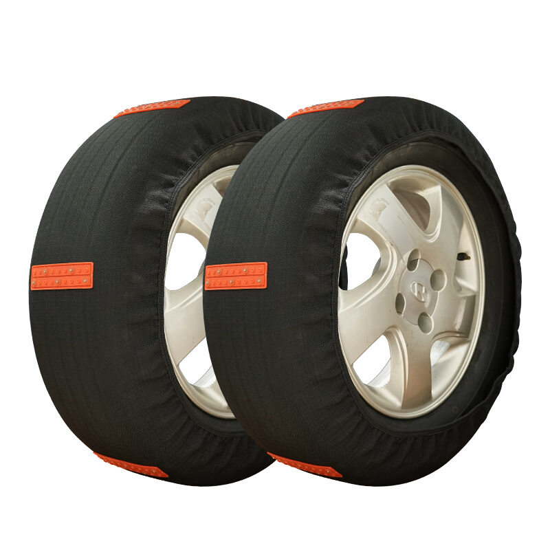 黑色橙隔纹轮胎防滑雪袜