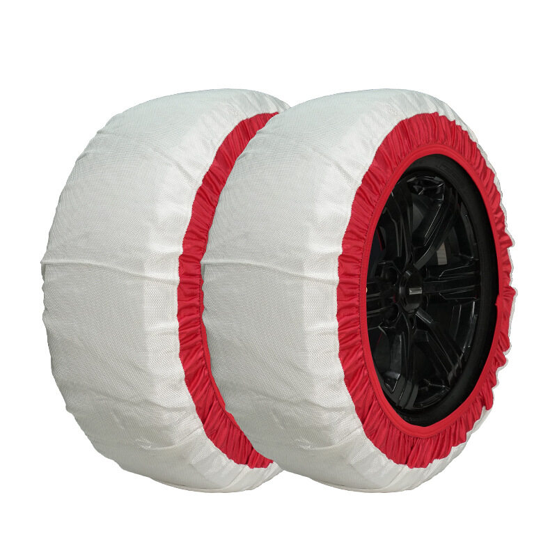 白色红粗纹轮胎防滑雪袜