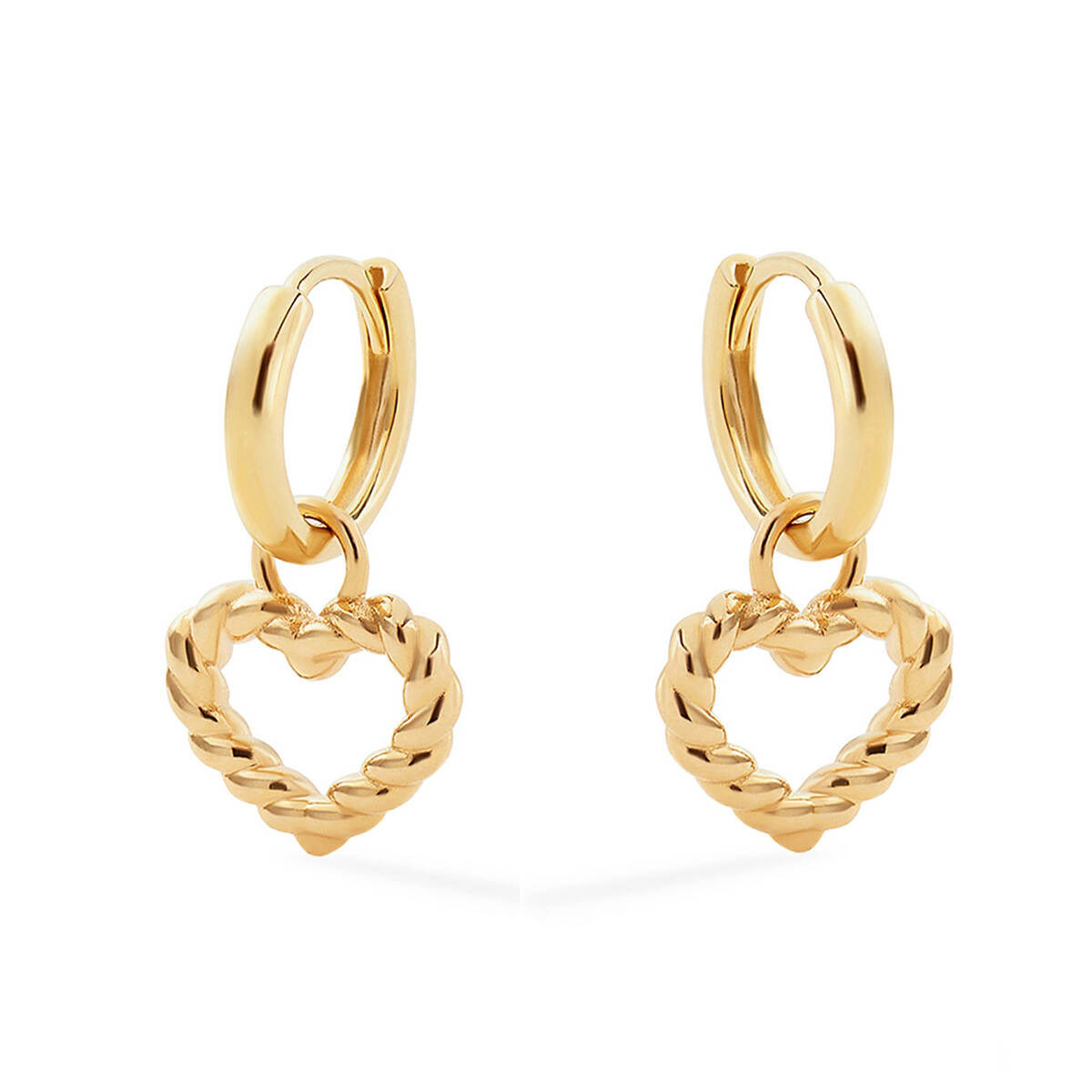 Finefey Heart Charm 925 Silver Hoops 14K gold plating Huggies