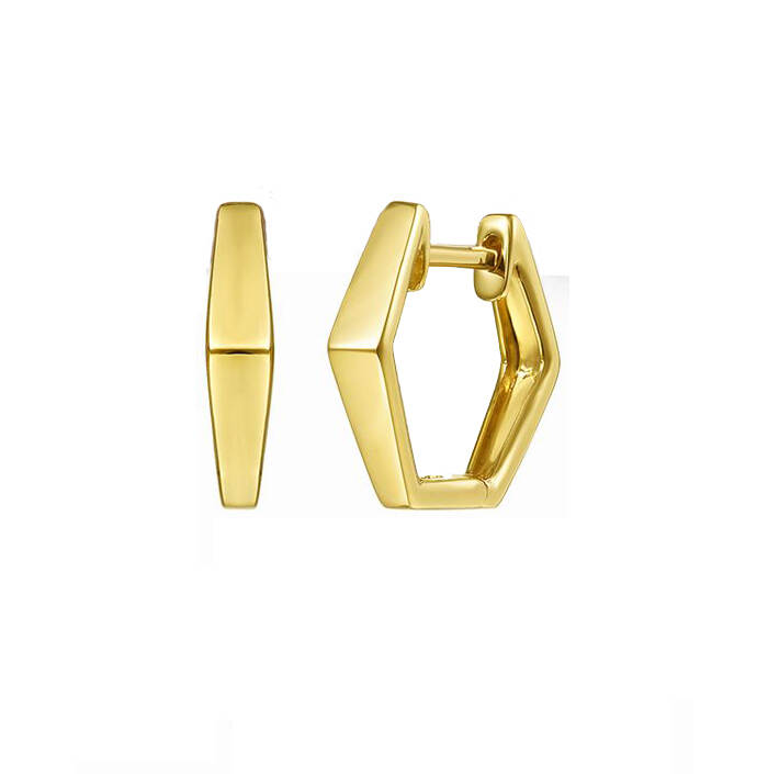 Finefey 14K gold plating Thin Edge Hexagon Hoop Earrings