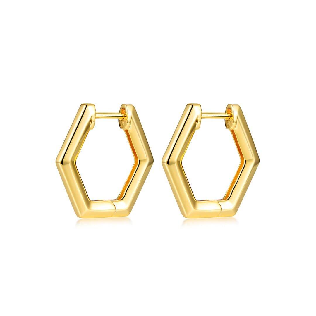 Finefey  Hexagonal Geometrically 925 Silver Hoop Earrings for women