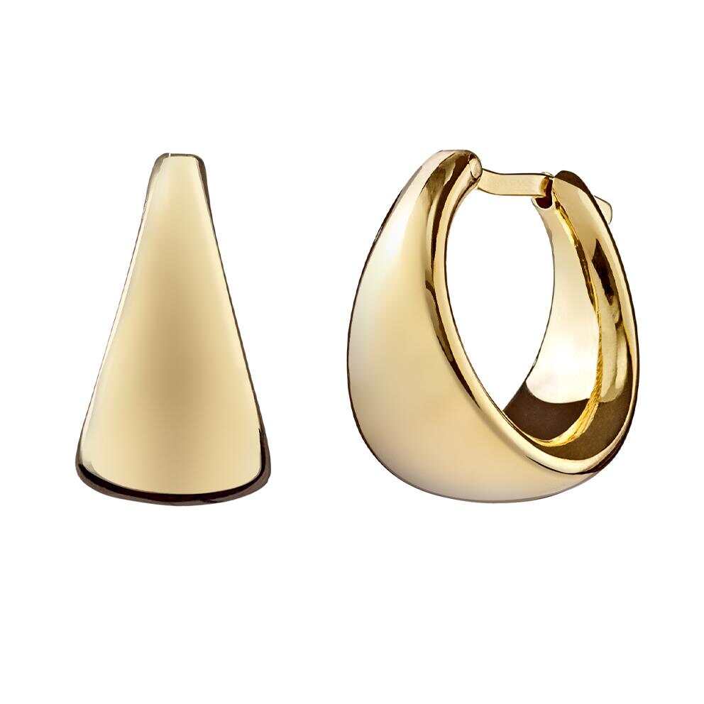 Finefey Bestsellers Huggies Oval Cradle Shape 14K gold plating Hoop Earrings
