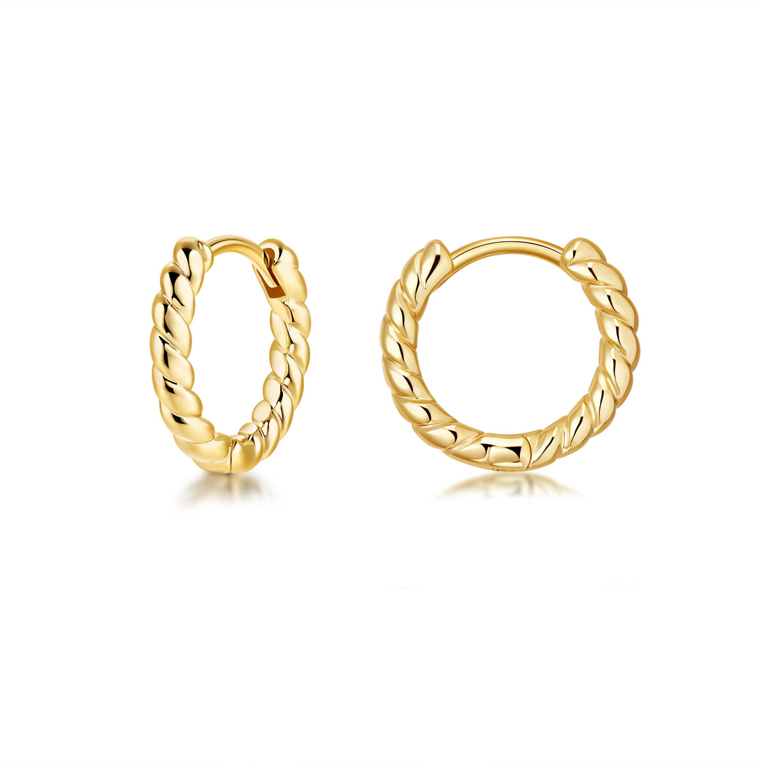 Finefey Twisted Design Huggies 14K gold plating Hoop Earrings