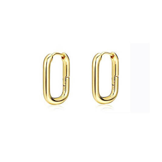 Finefey Trendy Plain Silver Hoops 14K gold plating Huggies