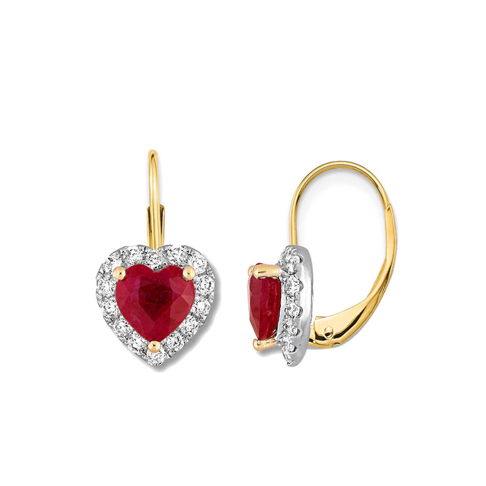 Finefey 925 Silver 14K Gold Plating 6MM Heart CZ Garnet Leverback