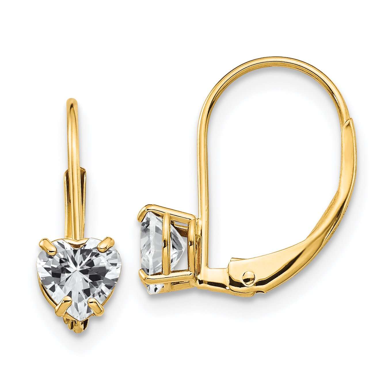 Finefey Silver Earrings 14K Gold Plating Heart Shape 6MM CZ Leverback