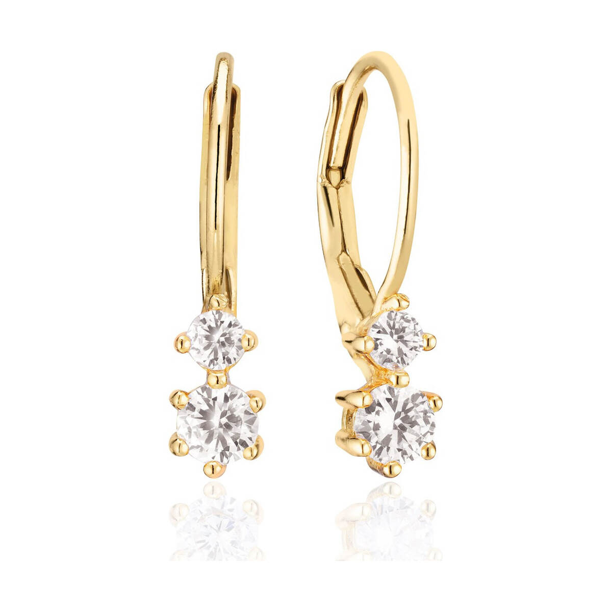 Finefey Sterling Silver 14K Gold Plating White CZ Leverback