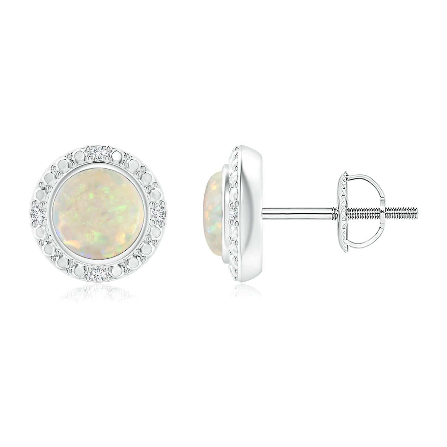 925 Silver Jewlery White CZ Rhodium Plating Opal Earring