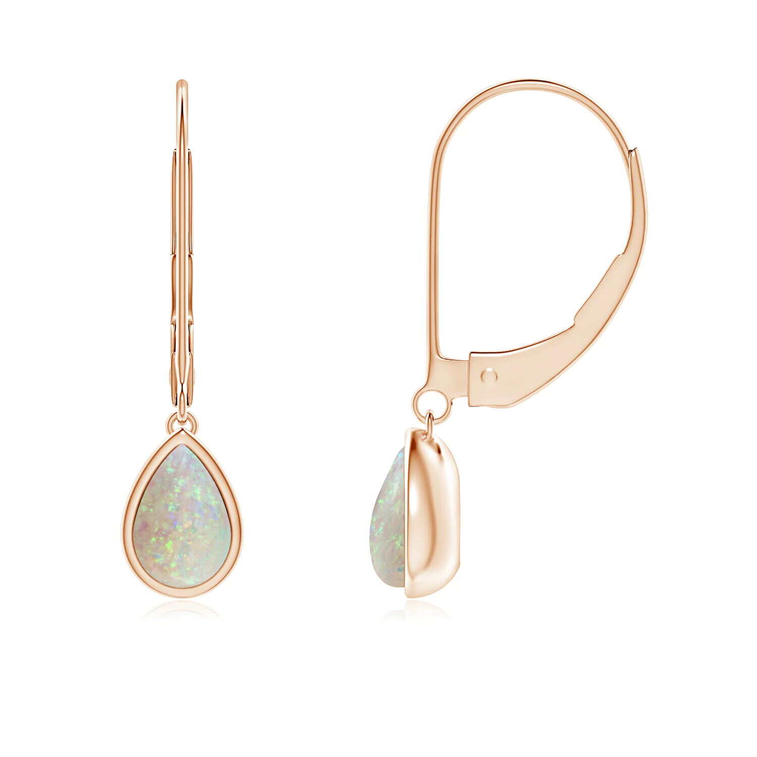 Trendy Drop Stone Opal Earring OP17 Fire&Snow 14K Gold Plating Leverback