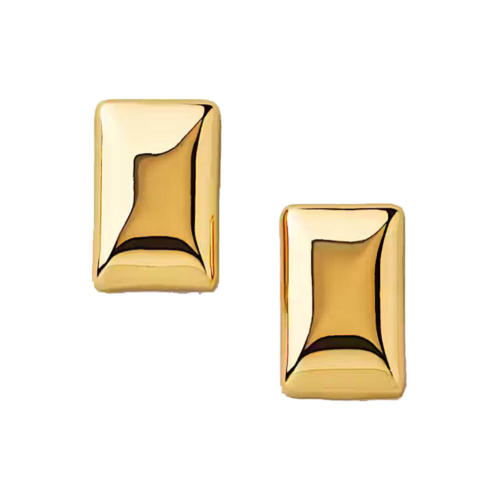 Wholesale 925 Silver Earrings Rectangle 14K Gold Plating Studs