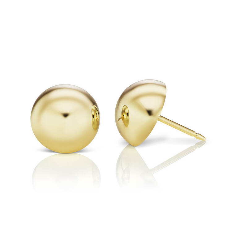 925 Silver Jewlery Earrings 14K Gold Plating Semi Ball Studs