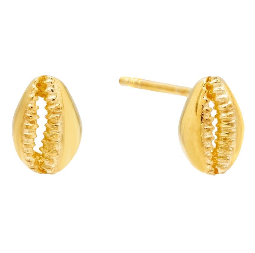 925 Silver Jewlery Earrings Shell Style 14K Gold Plating Studs