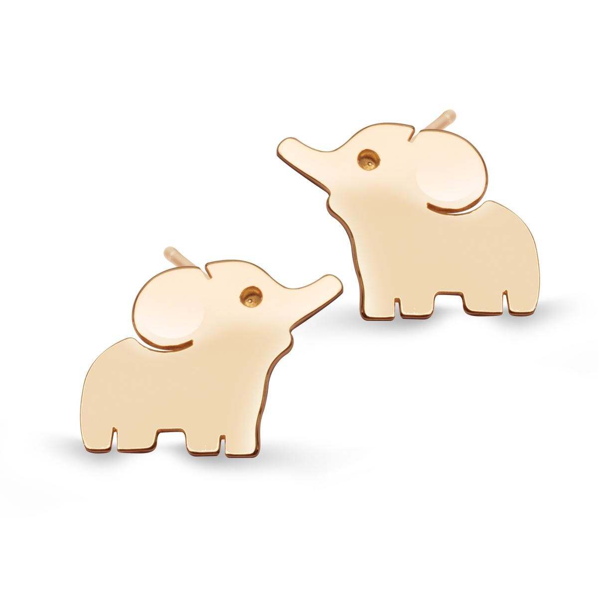 Wholesale 925 Silver Animals Elephant Earrings 14K Gold Plating Studs