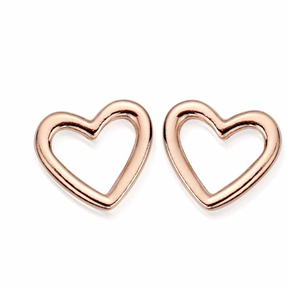 Trendy 925 Silver Jewlery Earring Rose Gold Plating Heart Shape Love Studs