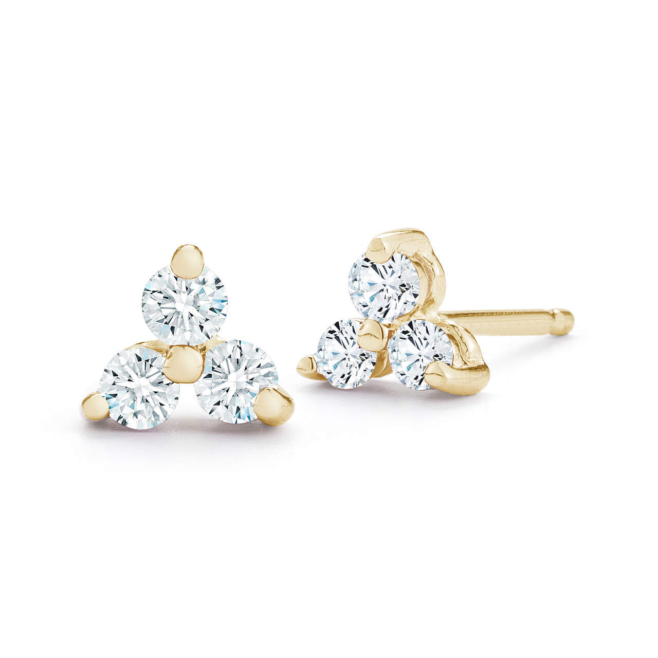 Sterling Silver Studs White CZ  Design Dainty 14K Gold Plating Earrings