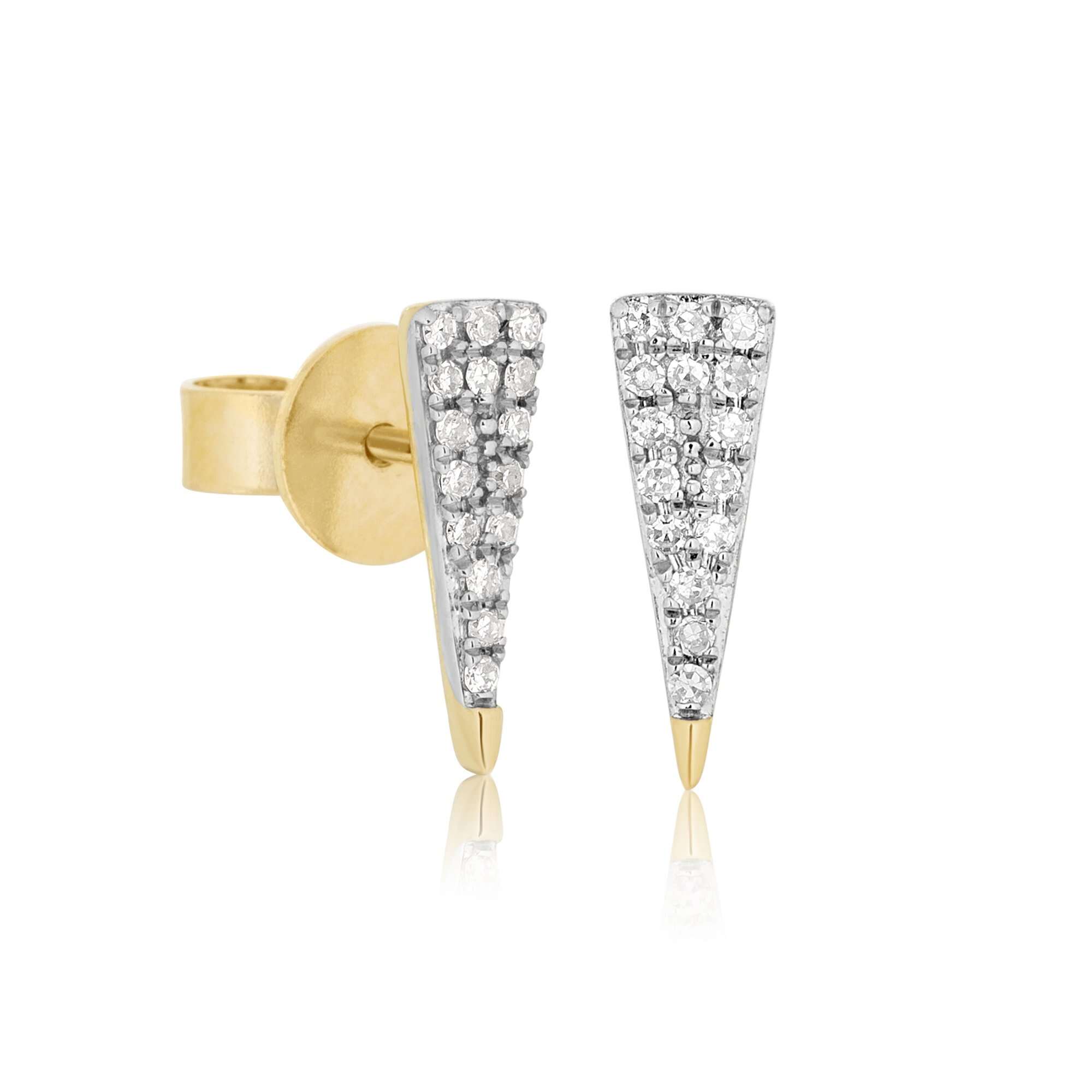 Sterling Silver Earrings Triangle White CZ Trendy Stud Earrings