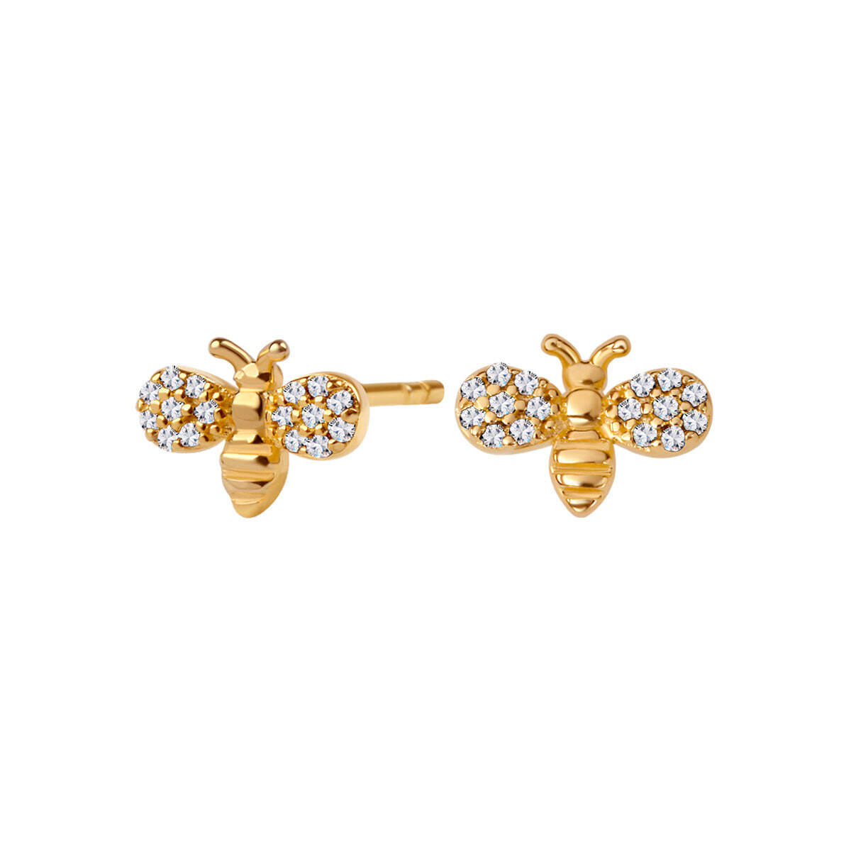 925 Silver Jewelry Earrings Lovely Bee Cubic Zircon Studs
