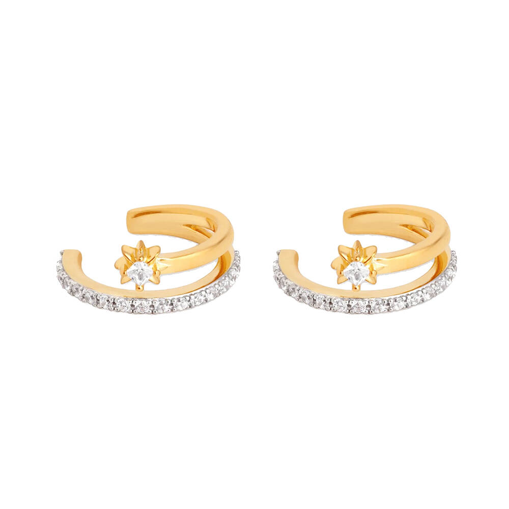 925 Silver Jewlery Earrings Dainty Ear Cuff White CZ
