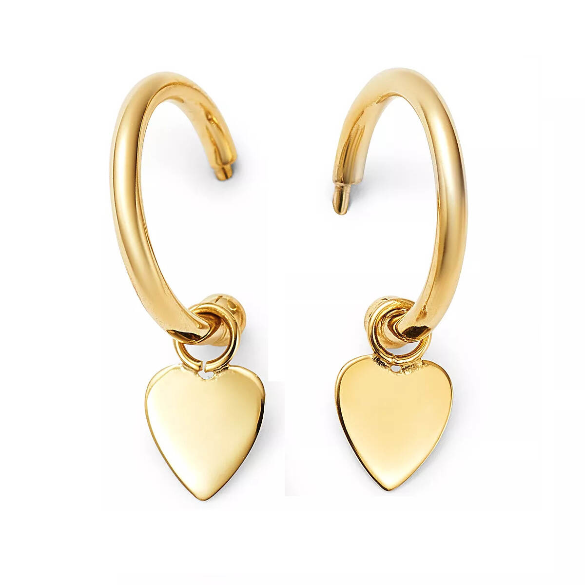 Wholesale 925 Silver Heart Charm Earrings 14K Gold Plating Hoop Earrings