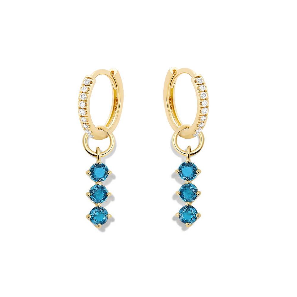 Wholesale 925 Silver Earrings White Blue CZ 14K Gold Plating Hoop Earrings